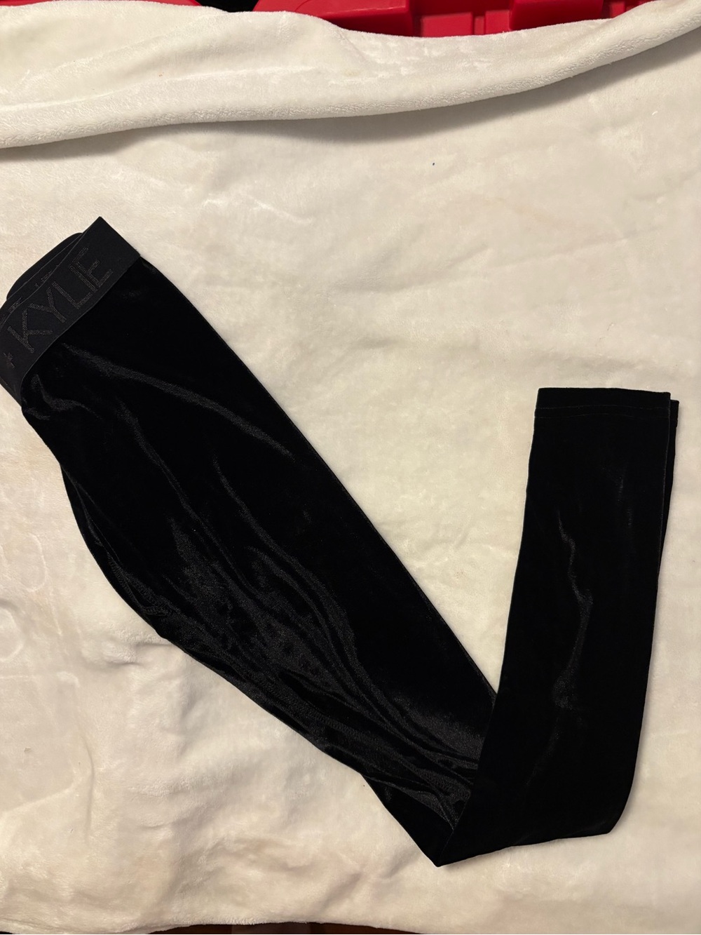 Kendall & Kylie Black Velvet Leggings with Branded Waistband